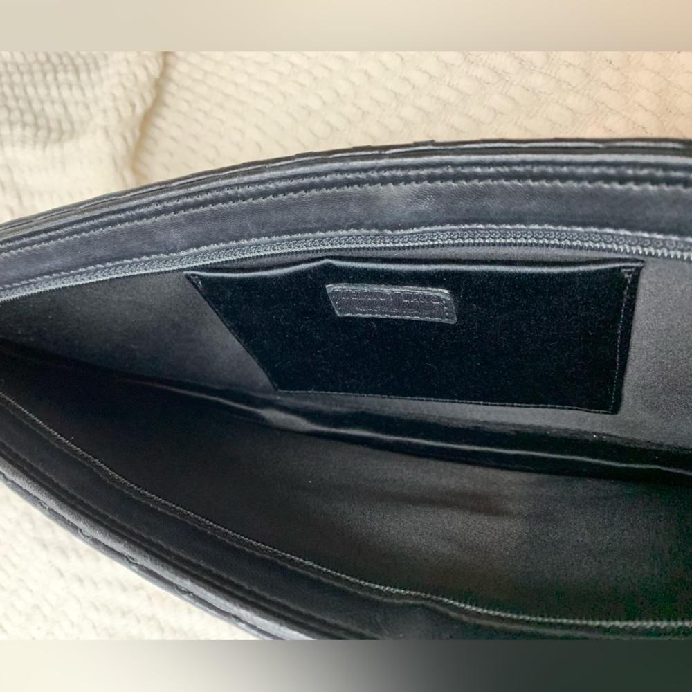 Helmut Lang Black Perforated Leather Clutch w/ Snaps for Strap (strap not inch) - Picture 8 of 16